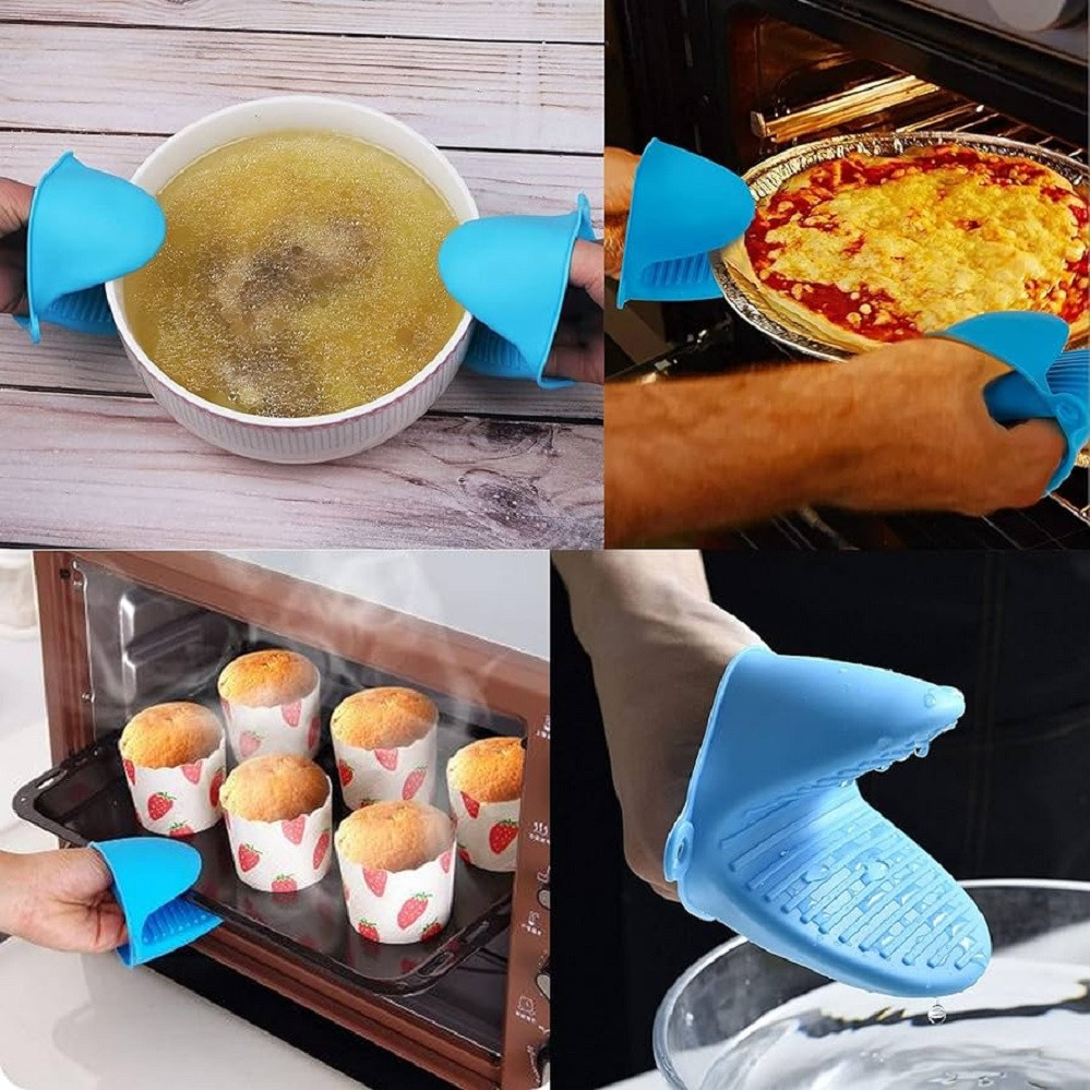Silicone Pot Holder Mini Oven Mitt Kitchen Cooking Baking Heat Resistant Solution 1 Pair