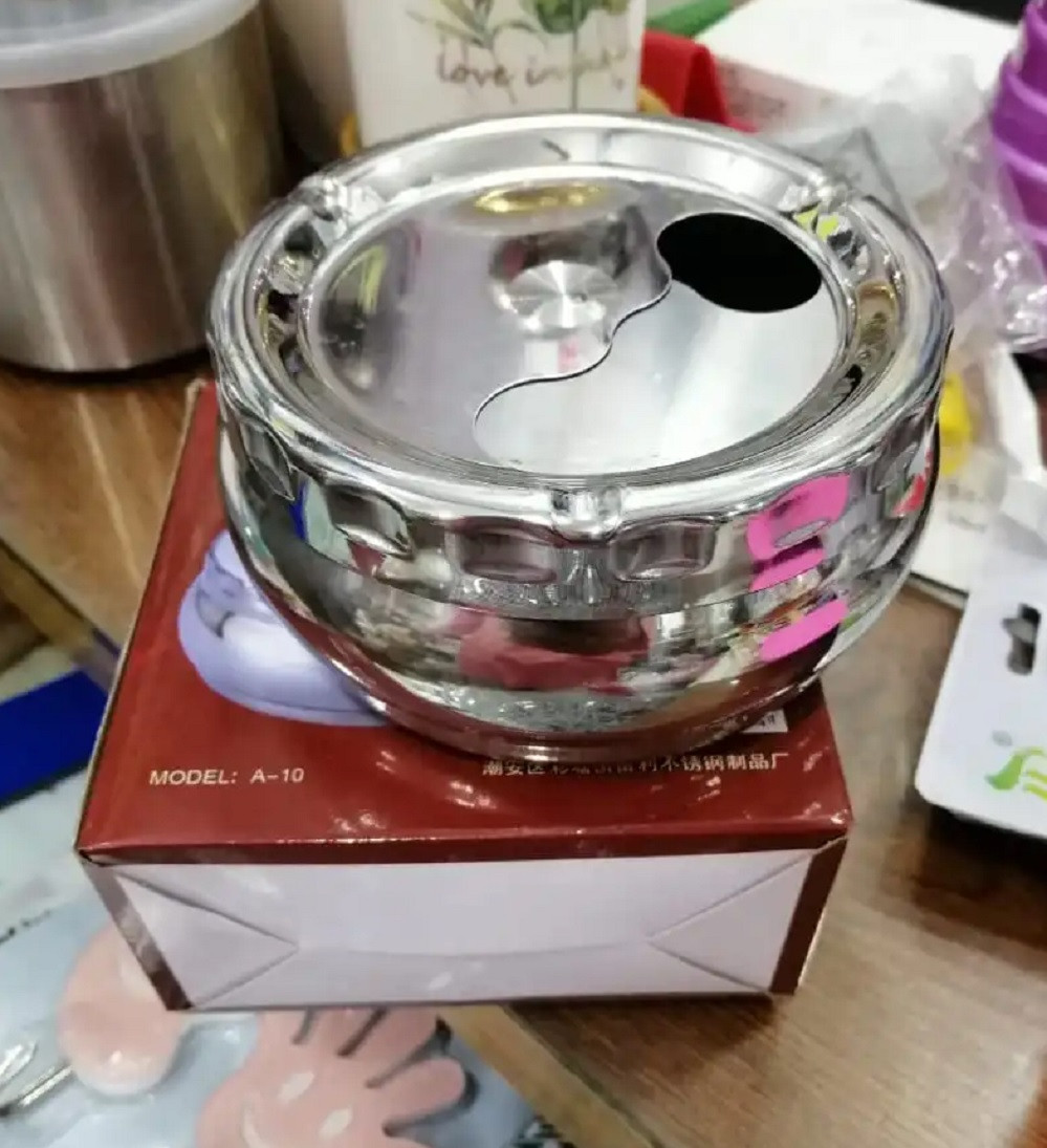 Stainless Steel Ashtray Silver Color For Use Indoor & Outdoor