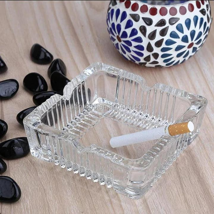 Heavy Glass Ashtray for Indoor and Outdoor Decorative (Square)