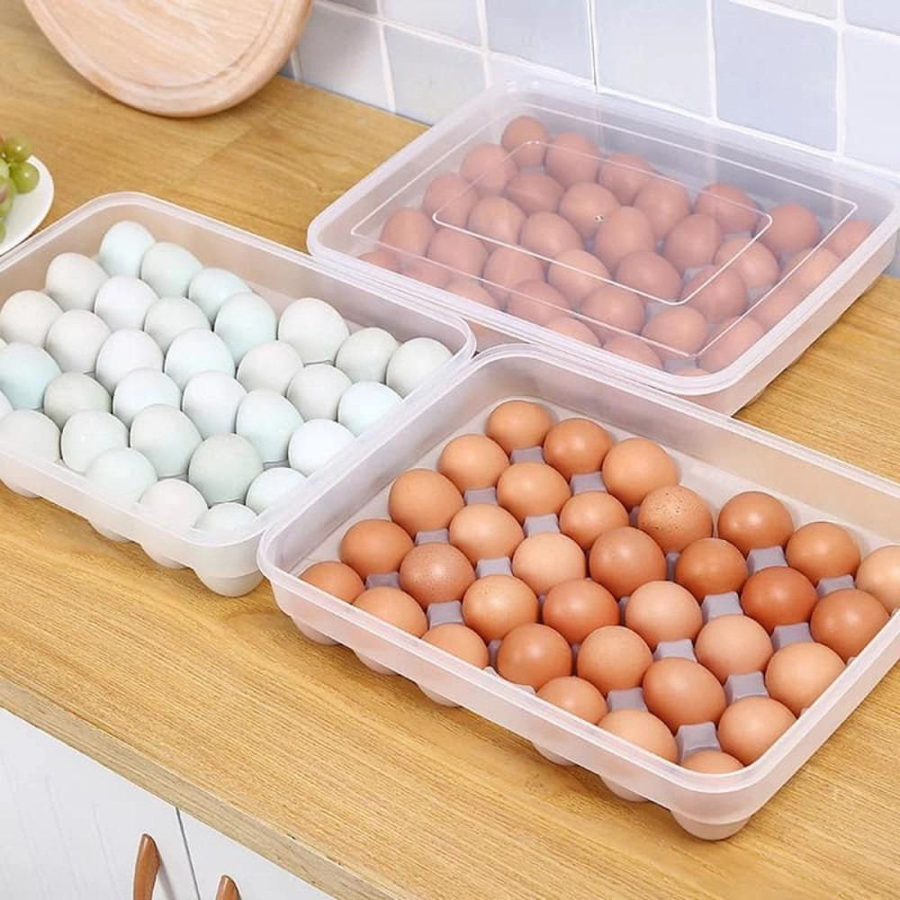 34-Grid Egg Storage Box Kitchen Refrigerator Eggs Tray Holder Container- 1pcs