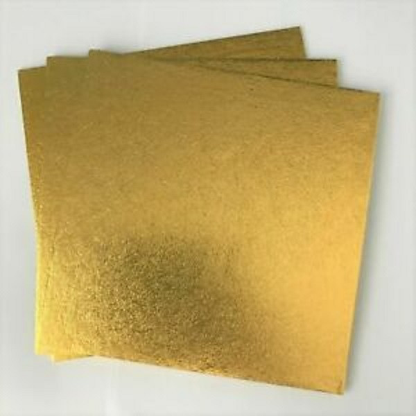 Square Cake Base MDF Board 1 pound- (Golden) 8' INCH (Pack of 5)