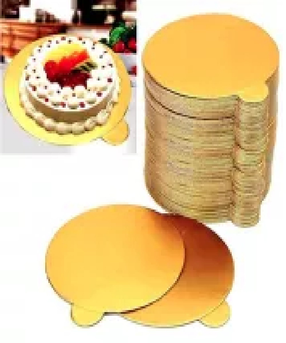 Round Cake Base MDF Board 1 pound- (Golden) 7' INCH (Pack of 5)