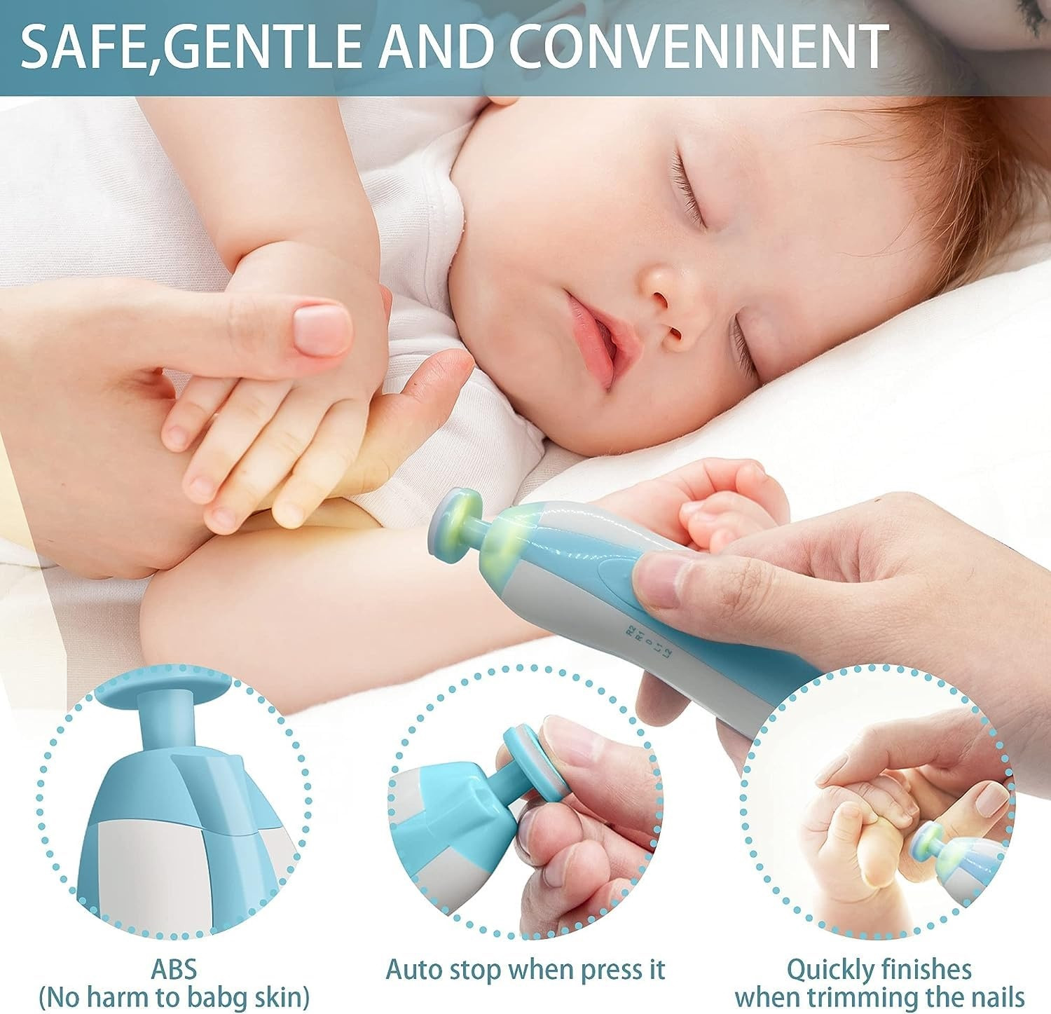 Baby Nail Trimmer, Electric Safe Baby Nail Clippers Manicure Set.