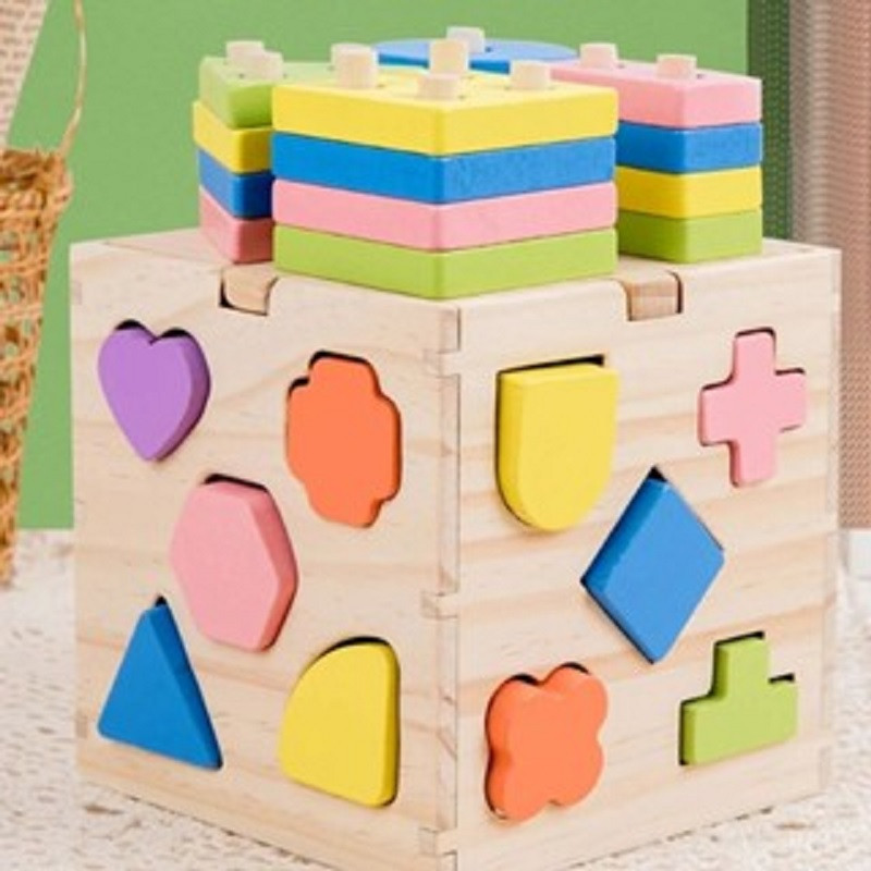 Intelligence Box Geometry Digital House Children Building Block colour Shape Matching Puzzle Toy
