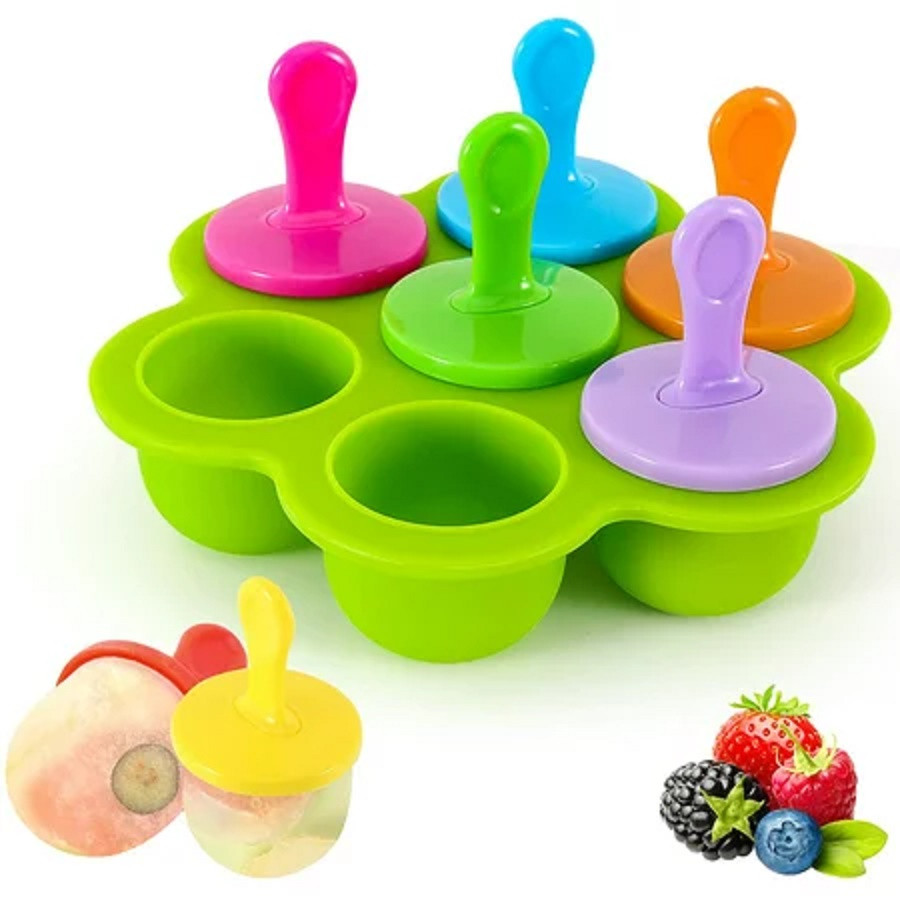 Silicone Popsicle Mold with Lid, 7 Color Ice Pop Mold DIY Ice Cream Maker