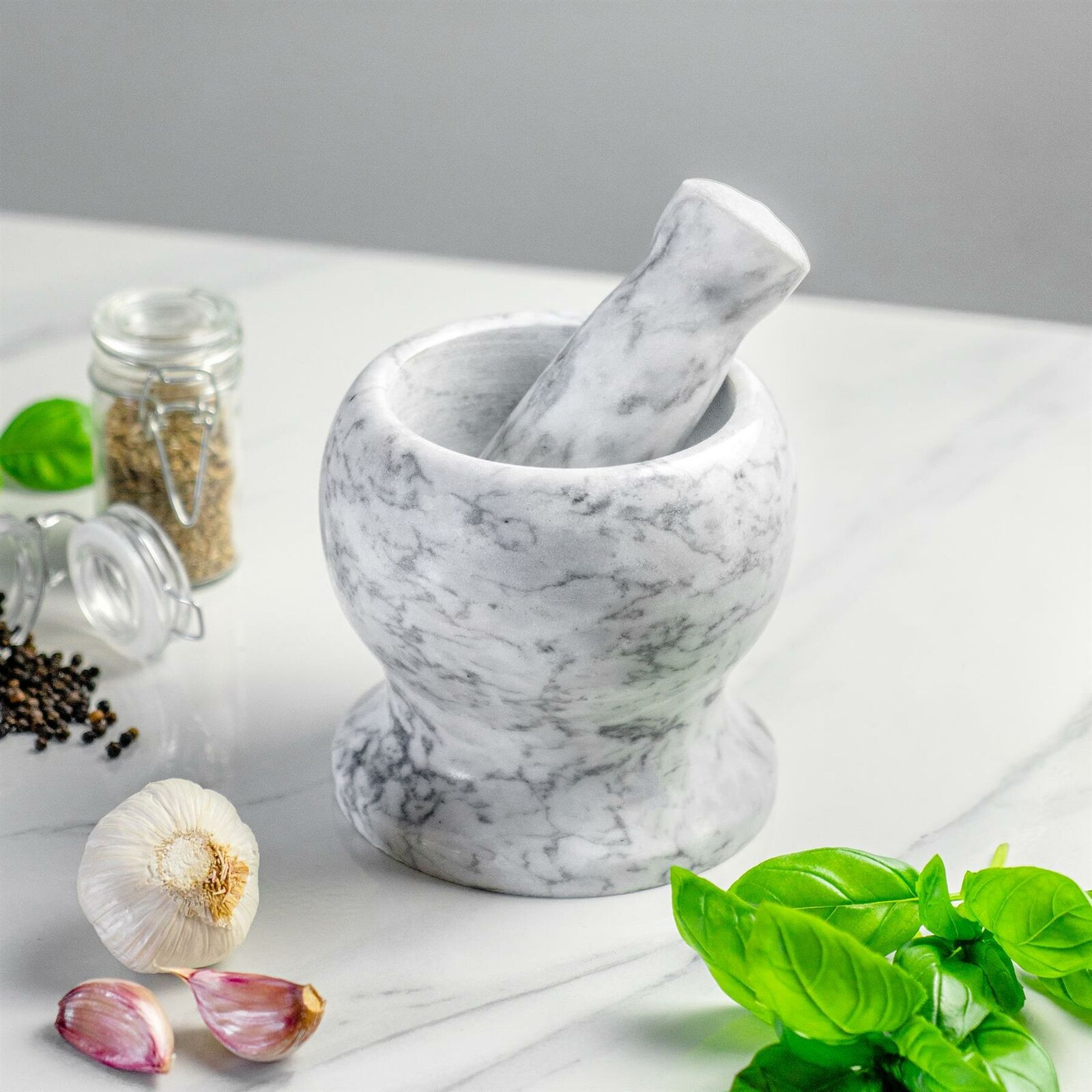 White Marble Mortar and Pestle