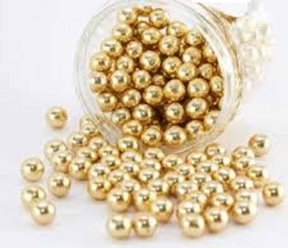 Cake Decoration Metallic Golden Sugar Ball- 50gm