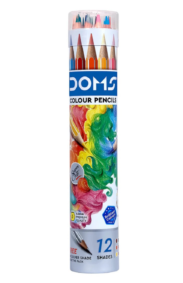 DOMS 12 Colour Pencil Round Tin Pack