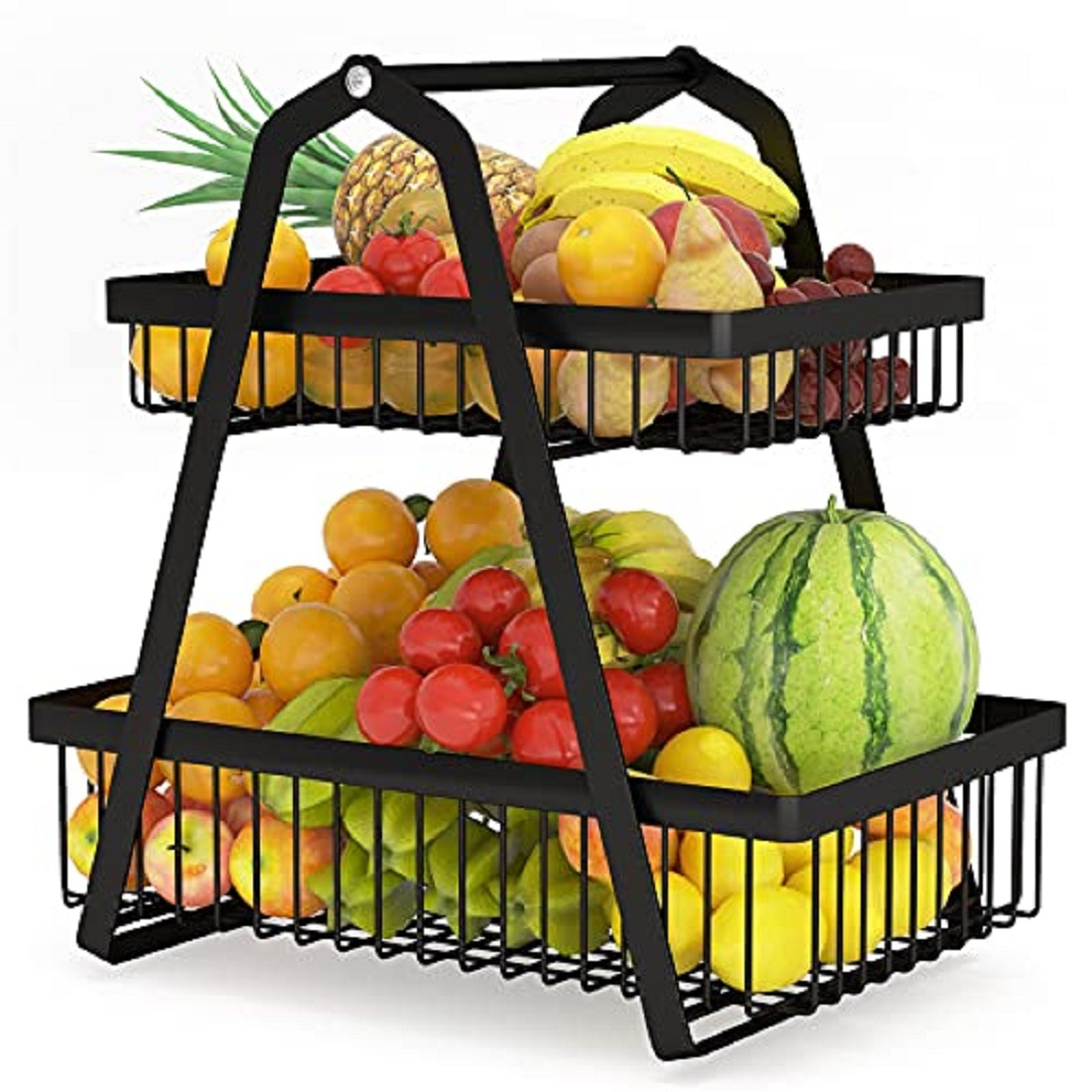 Fruit Basket 2-Tier Counter top Bread Basket- Vegetable Holder for Kitchen Storage.