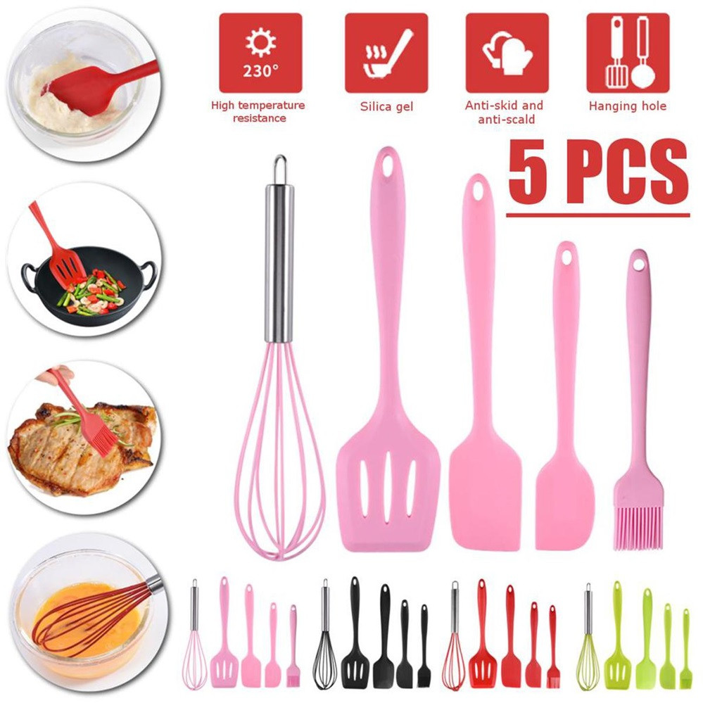 5 Pcs Set- Silicone Baking and Cooking Utensil Set.