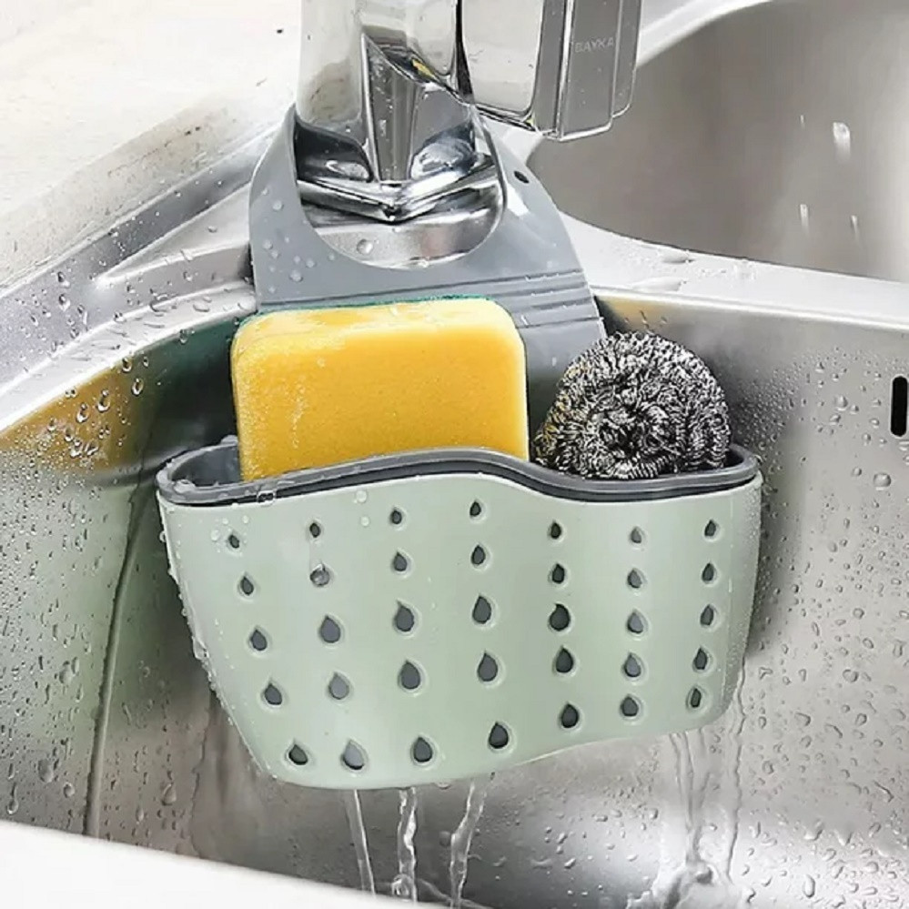 Kitchen Hanging Sponge Holder, Organizer Dish washing Liquid Drainer Brush Rack