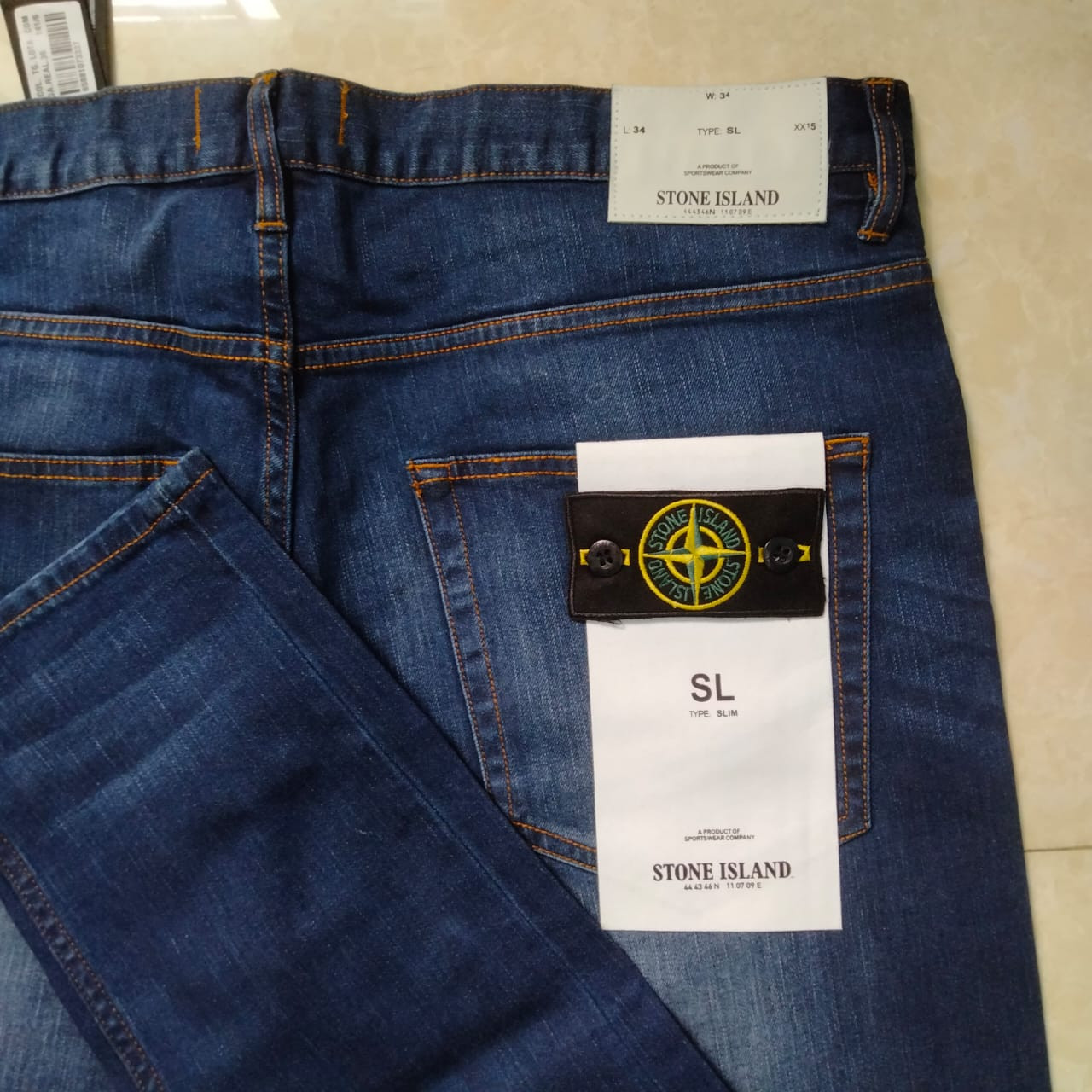 Stone Island Brand Sky Blue Color- Cotton Slim Fit Real Wash Jean