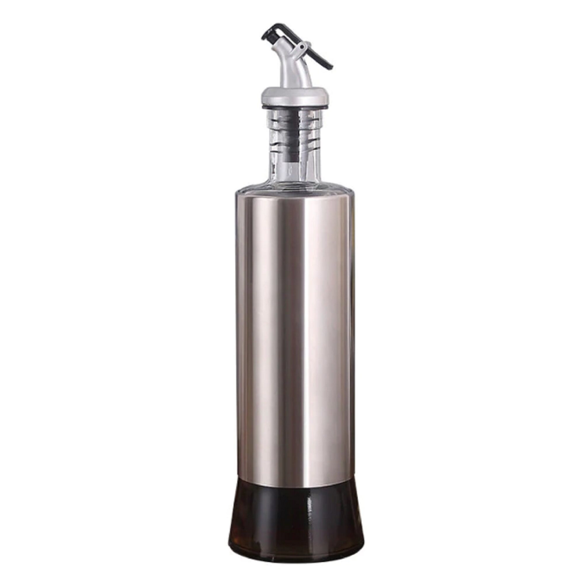 Stainless Steel Glass Oil Can Oil Pot Antique Silver- 500 ml