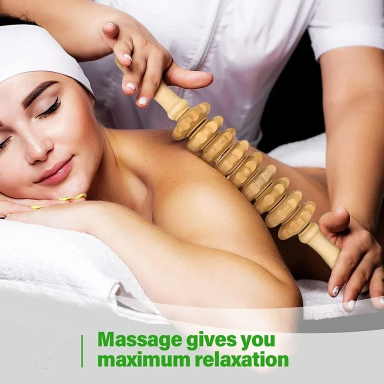 Mikako Wood Therapy Massage Tools Handheld Wooden Massager Roller.