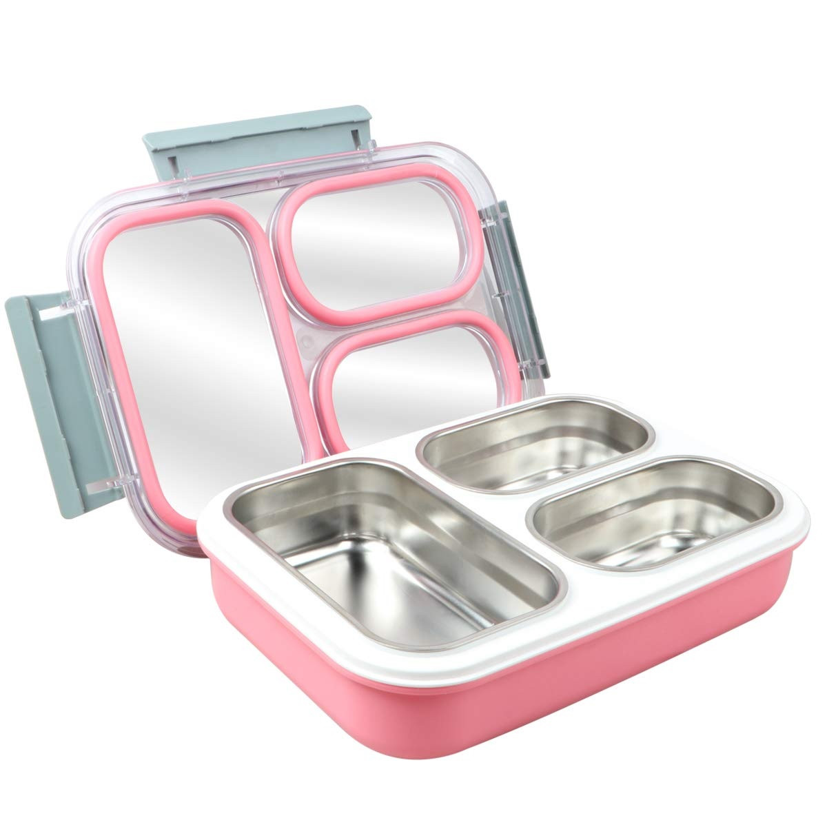 Stainless Steel Tiffin Lunch Box with 3 Removable Compartment Leak Proof BPA-free 1.2 Liter.