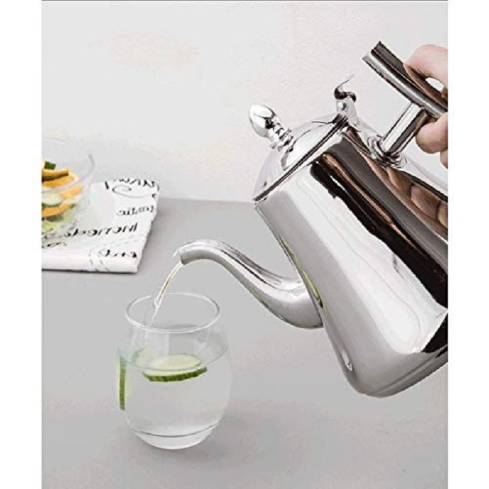 Stainless Steel Kashi Teapot Silver With Infuser Tea Filter Coffee Tea Kettle Water Kettle Drinkware (2 Liter)