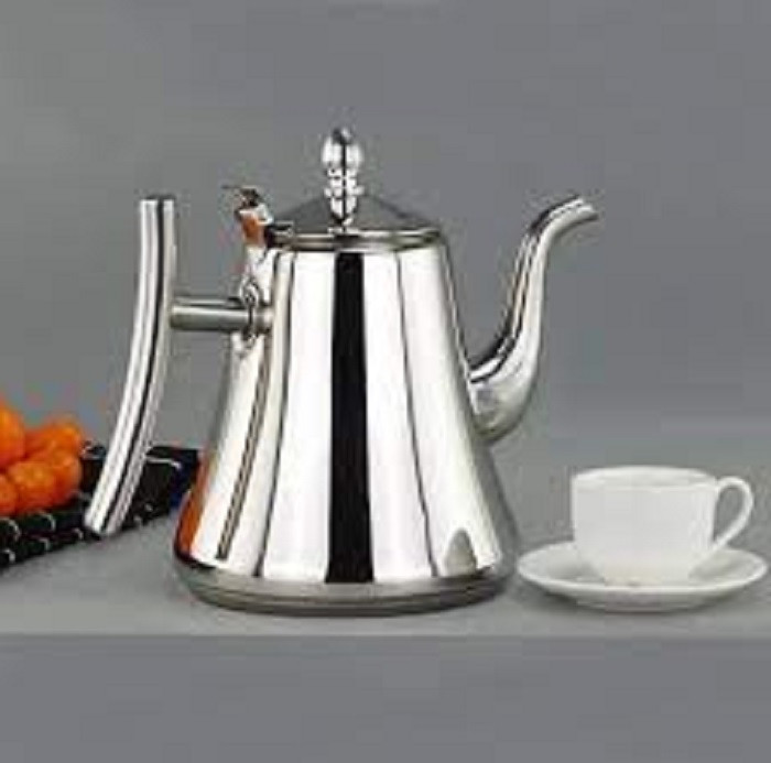 Stainless Steel Kashi Teapot Silver With Infuser Tea Filter Coffee Tea Kettle Water Kettle Drinkware (1 Liter)
