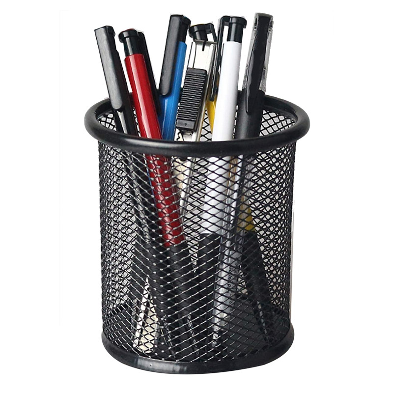 Metal Pen Holder Mesh Pencil Holder Desk Organizer For Office & Home Color- Black (1 pcs)