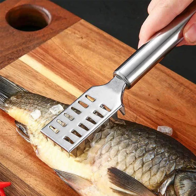 Stainless Steel Fish Scale Remover Skin Brush Cleaner Scalar Scraper Peeler