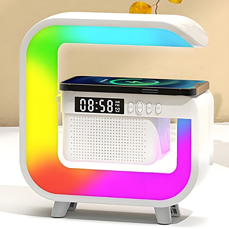 4 in 1 Night Light Lamp Atmosphere Lamp With USB and Speaker Wireless Charging Stand.