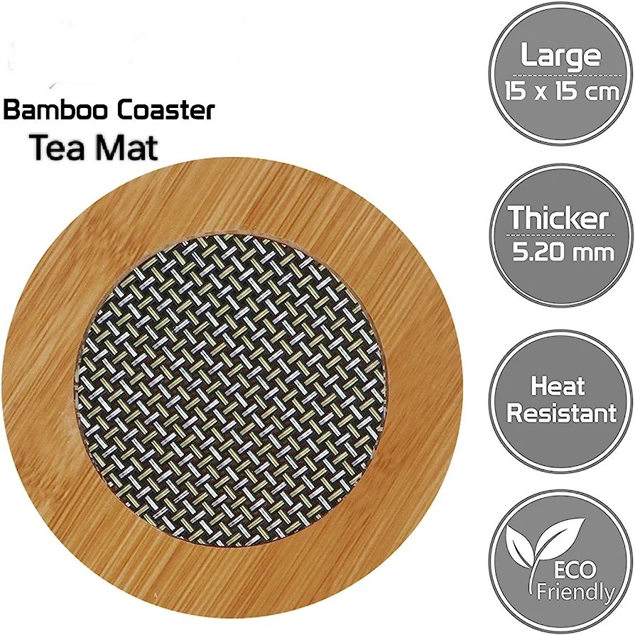 4 pcs- Placemat Bamboo Tea Coaster Heat Pad for Home, Office, Kitchen, Dining Table.